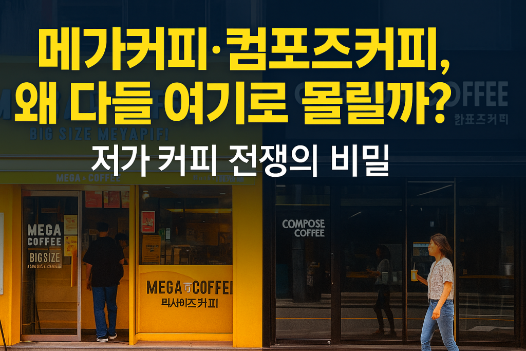 저가 커피, 메가커피, 컴포즈커피, 프랜차이즈 투자, 가성비 소비