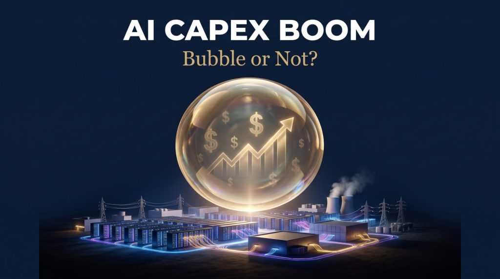 AI capex boom bubble or not - golden bubble over data center campus cover