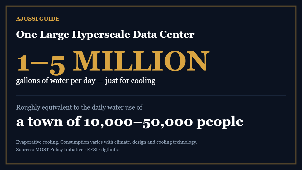 Data center water stocks: one large hyperscale data center consumes 1 to 5 million gallons of water per day