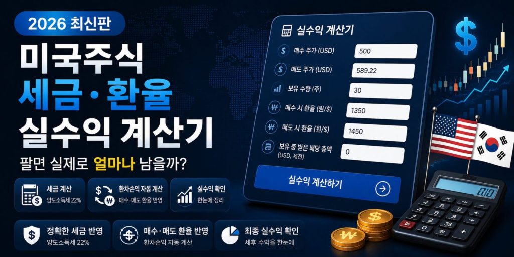 미국주식 세금 계산기 - 양도소득세 환율 배당 반영 실수익 계산 (2026)