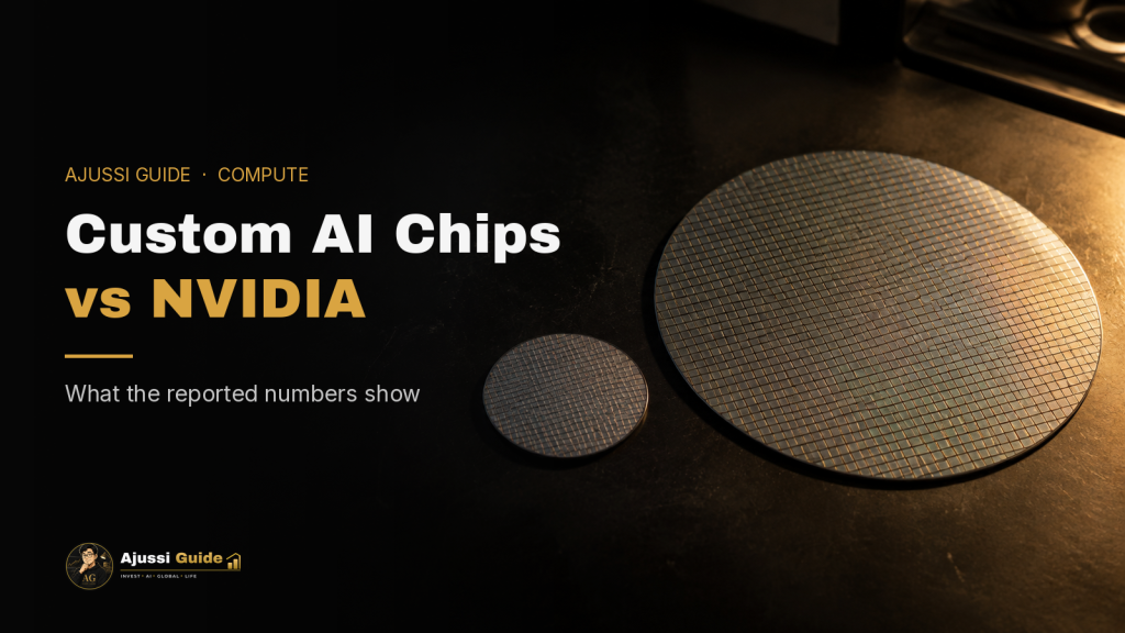 Custom AI chips vs NVIDIA: two silicon wafers of different size on a dark bench