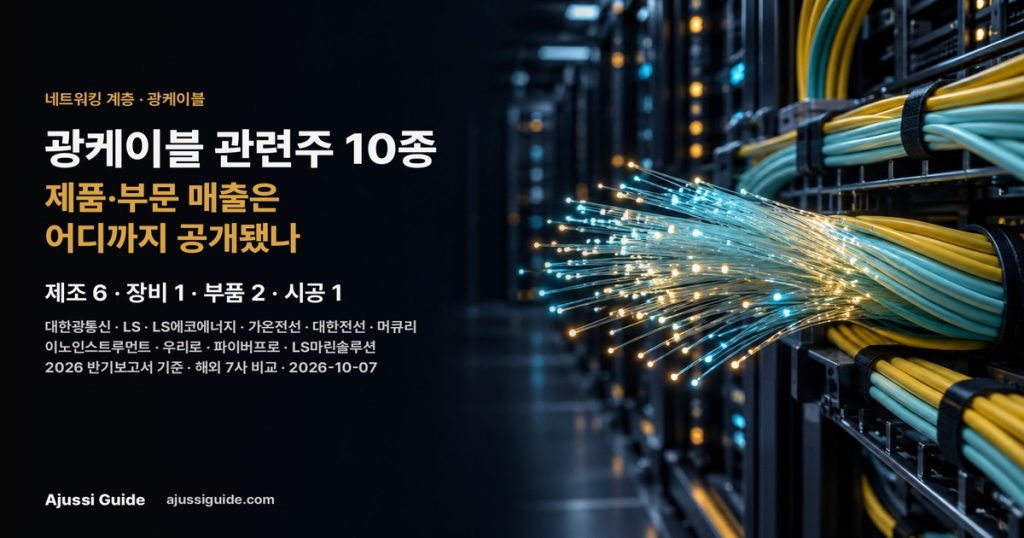 광케이블 관련주 10종, 제품·부문 매출은 어디까지 공개됐나
