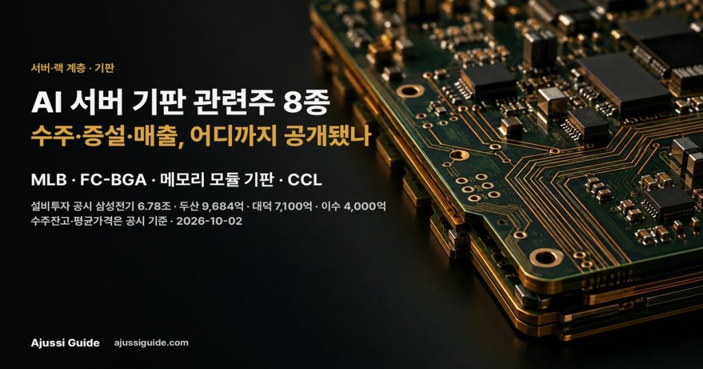 AI 서버 기판 관련주 8종, 수주·증설·매출 어디까지 공개됐나