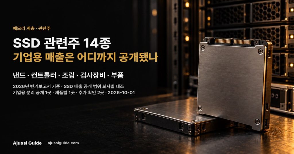 SSD 관련주 14종, 기업용 매출은 어디까지 공개됐나 — 표지